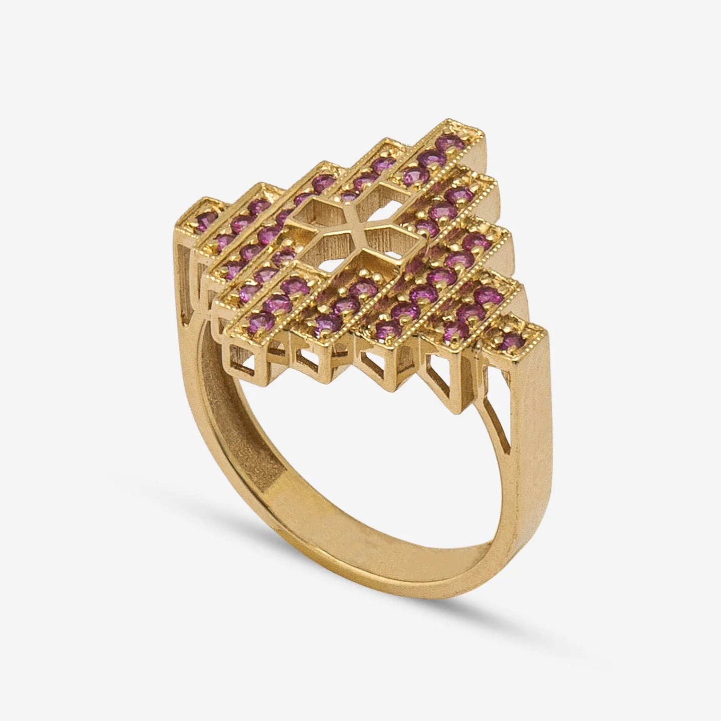 18K Gold Ruby Step Ring