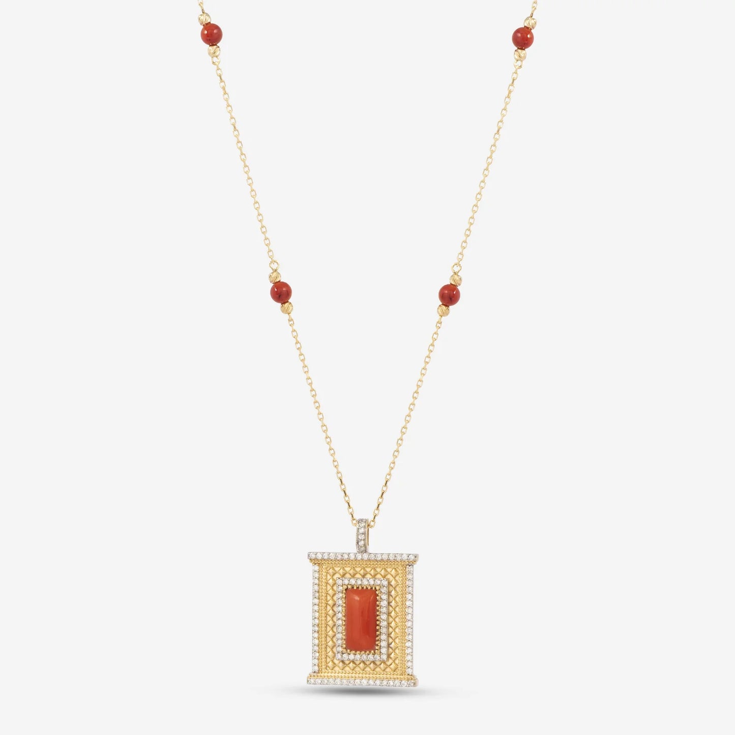 18K Gold Diamond Fire Pattern Necklace