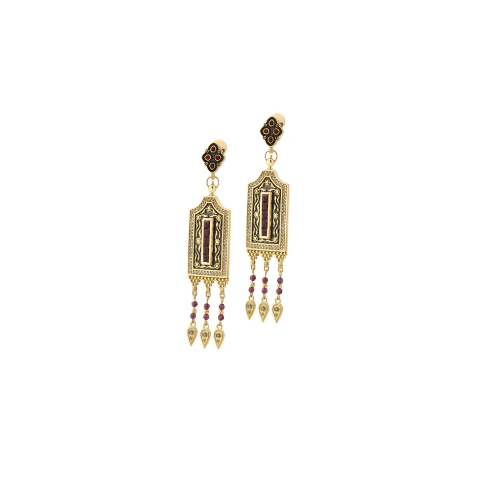 18K Gold Ruby Enderun-u Zarafet Earrings