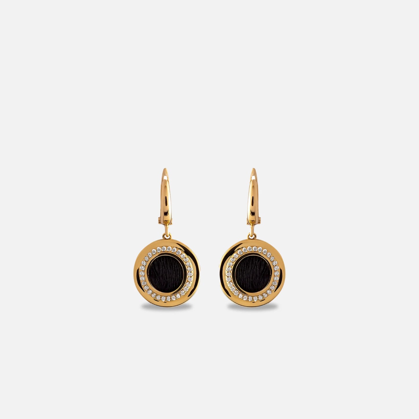 18K Gold Diamond Kiswah Al-Kaabah Round Earrings