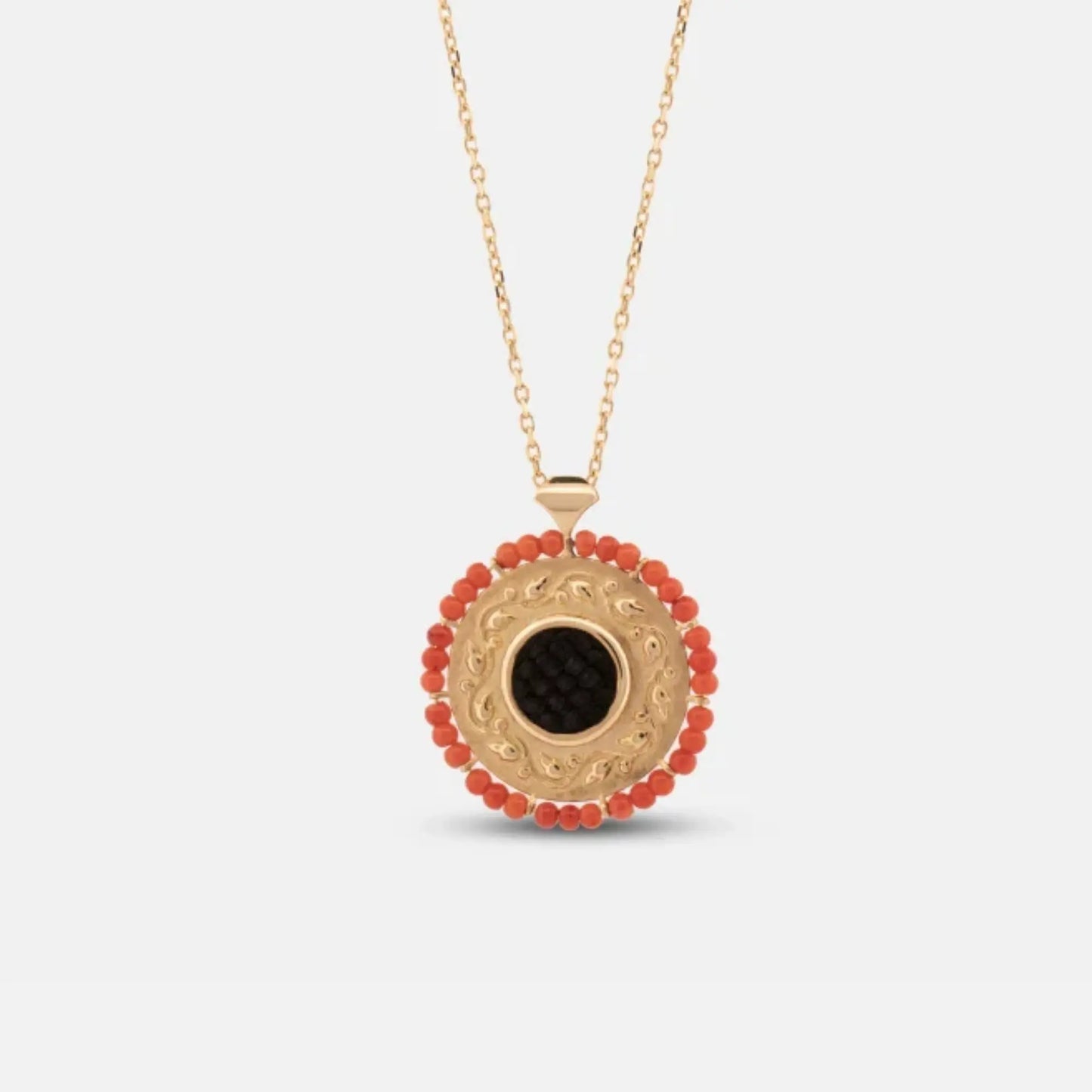 18K Gold Kiswah Al-Kaabah Coral Necklace