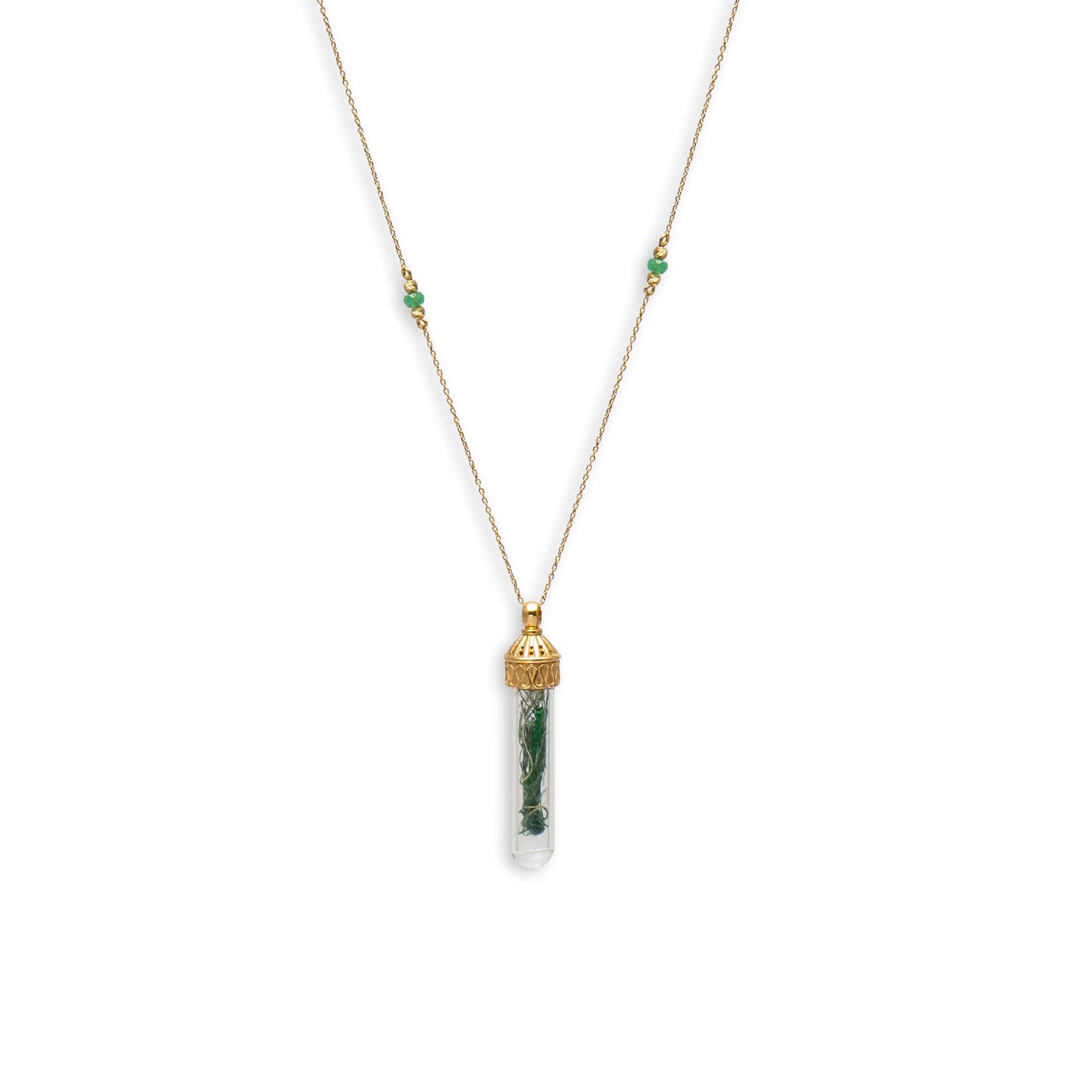 18K Gold Kiswah Al-Kaabah Glass Tube Necklace