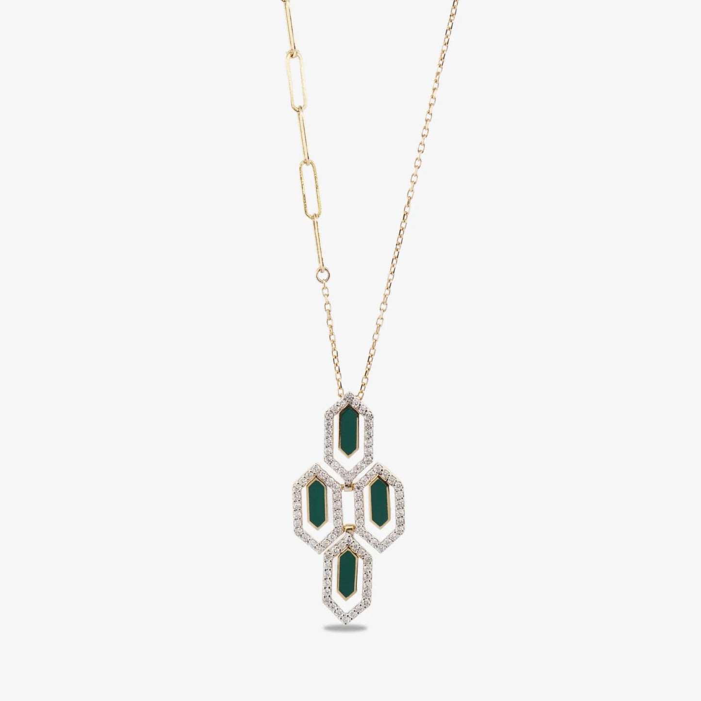 18K Gold Diamond Honeycomb Necklace