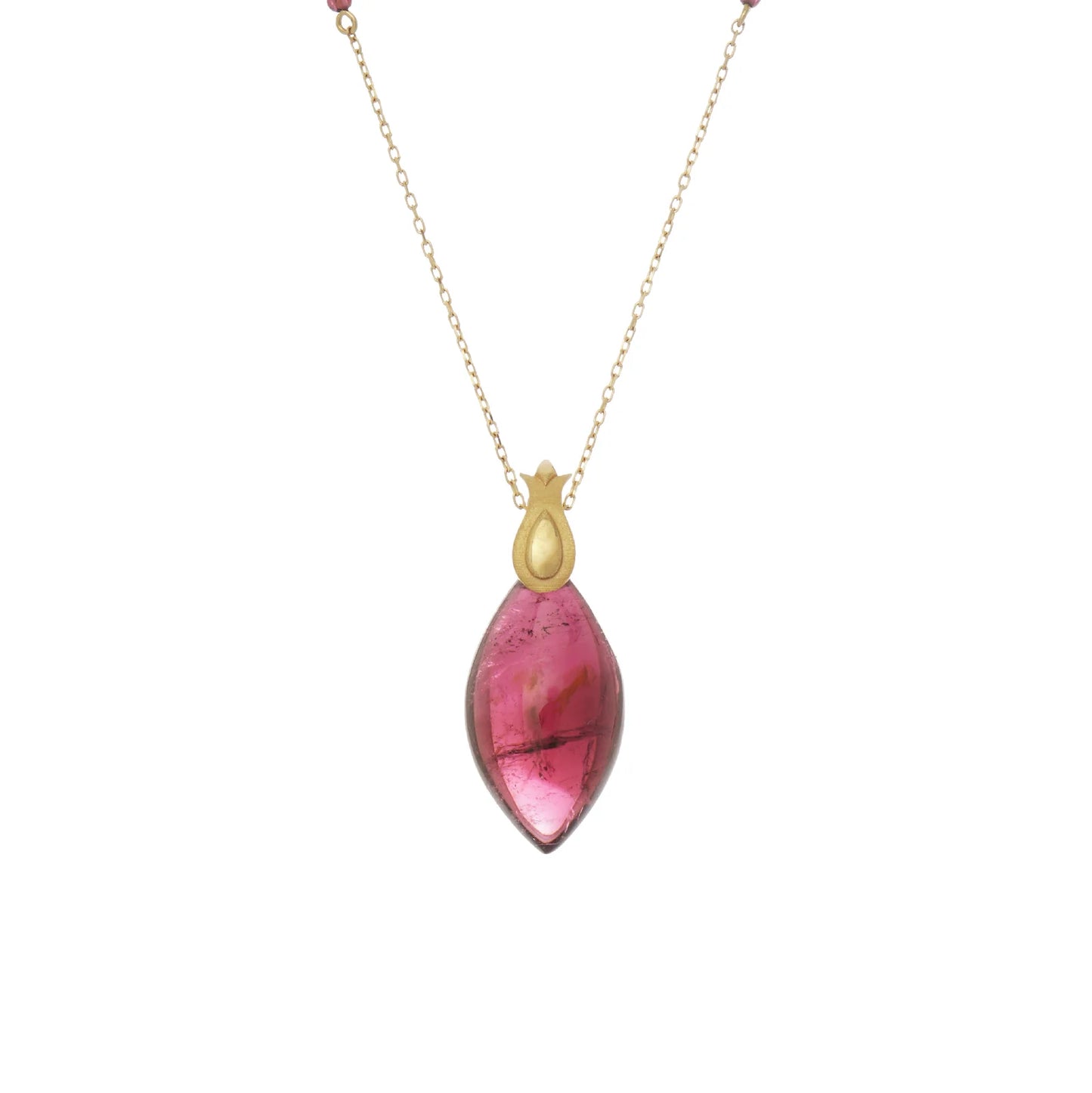 18K Gold Rubellite Necklace