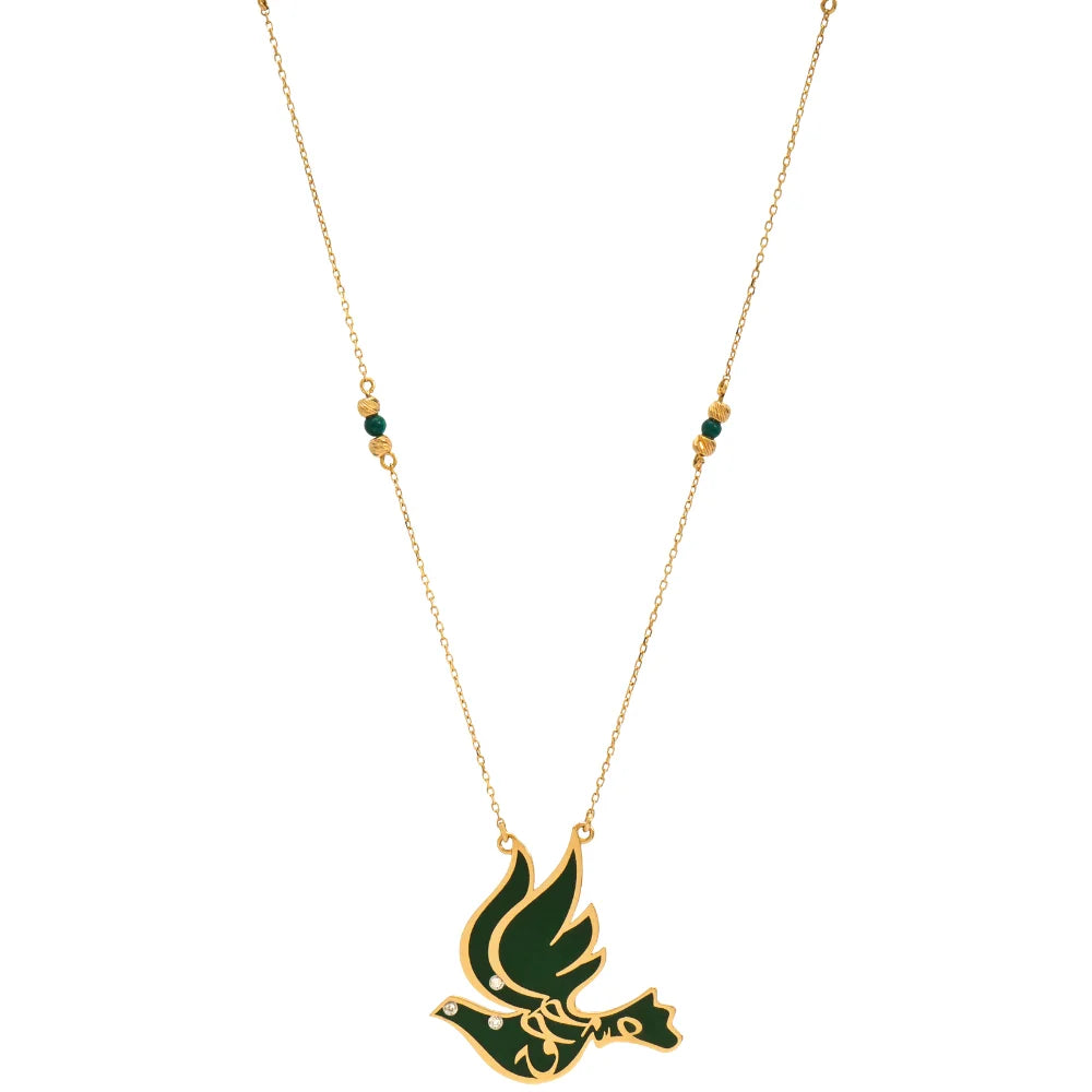 18K Gold Peace Bird Necklace