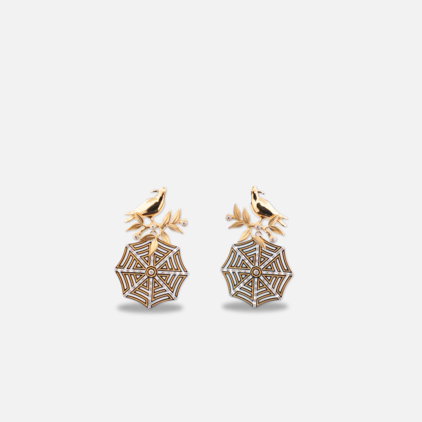 18K Gold Diamond Sevres Cave Earrings