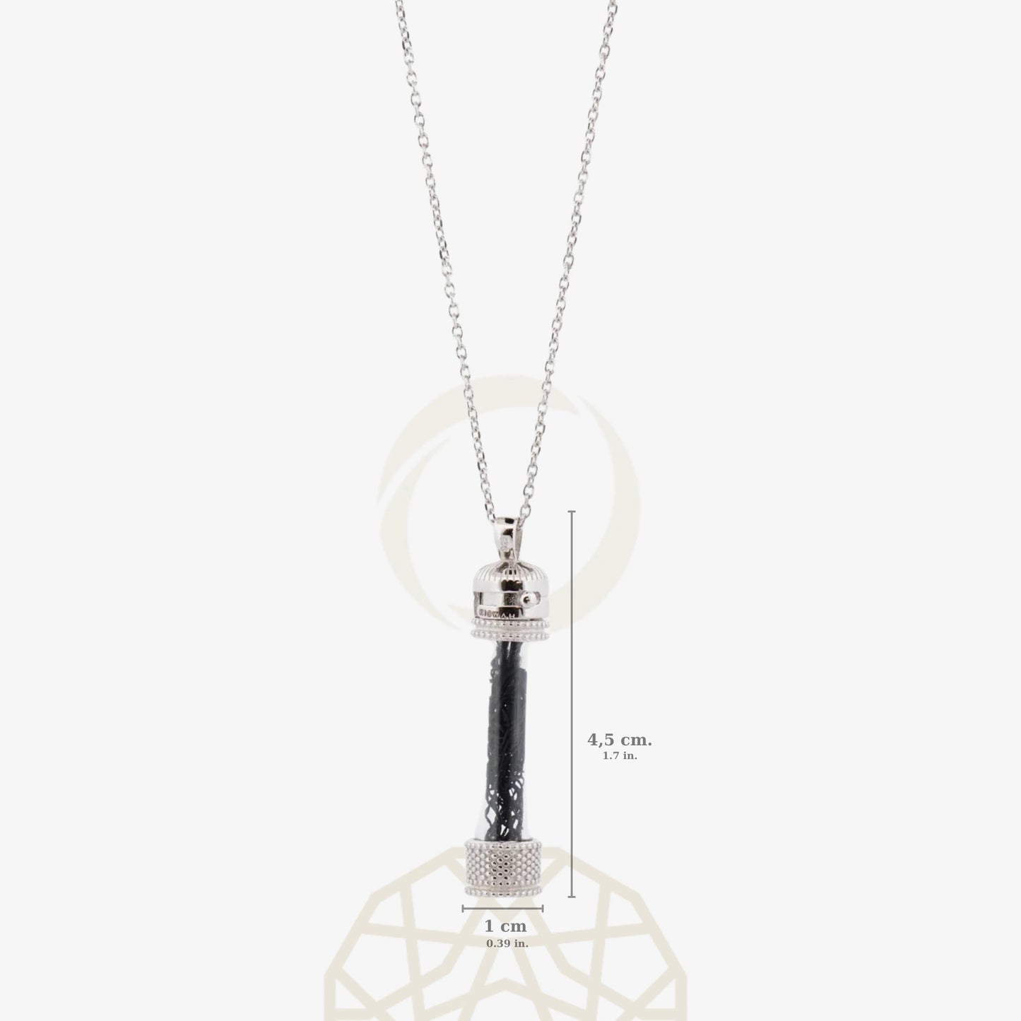 925 Sterling Silver Kiswah Al-Kaaba Glass Tube Necklace