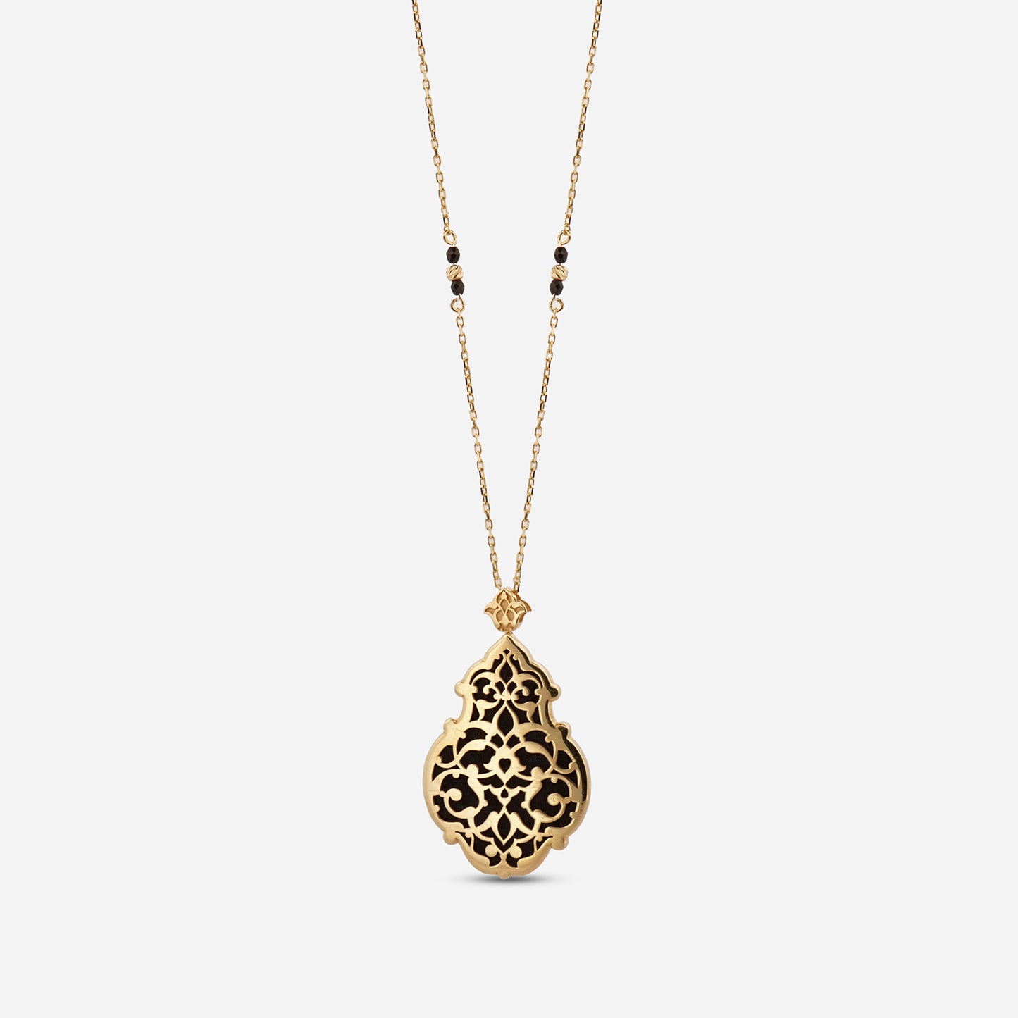 925 Sterling Silver Gold-Plated Zircon Kiswah Al-Kaabah Small Qandeel Necklace