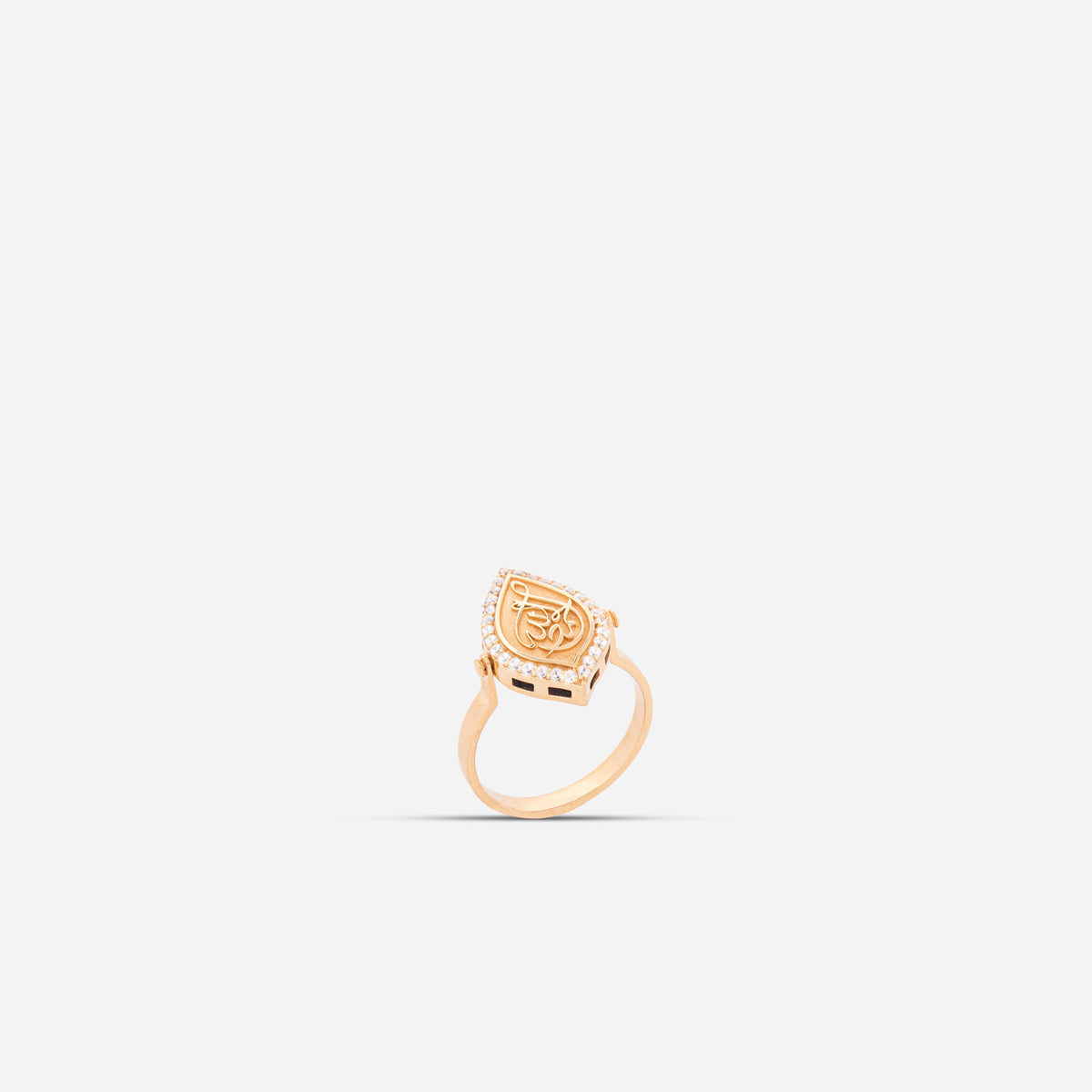 925 Sterling Silver Gold-Plated Zircon Kiswah Al-Kaabah Teardrop El-Hamd Ring