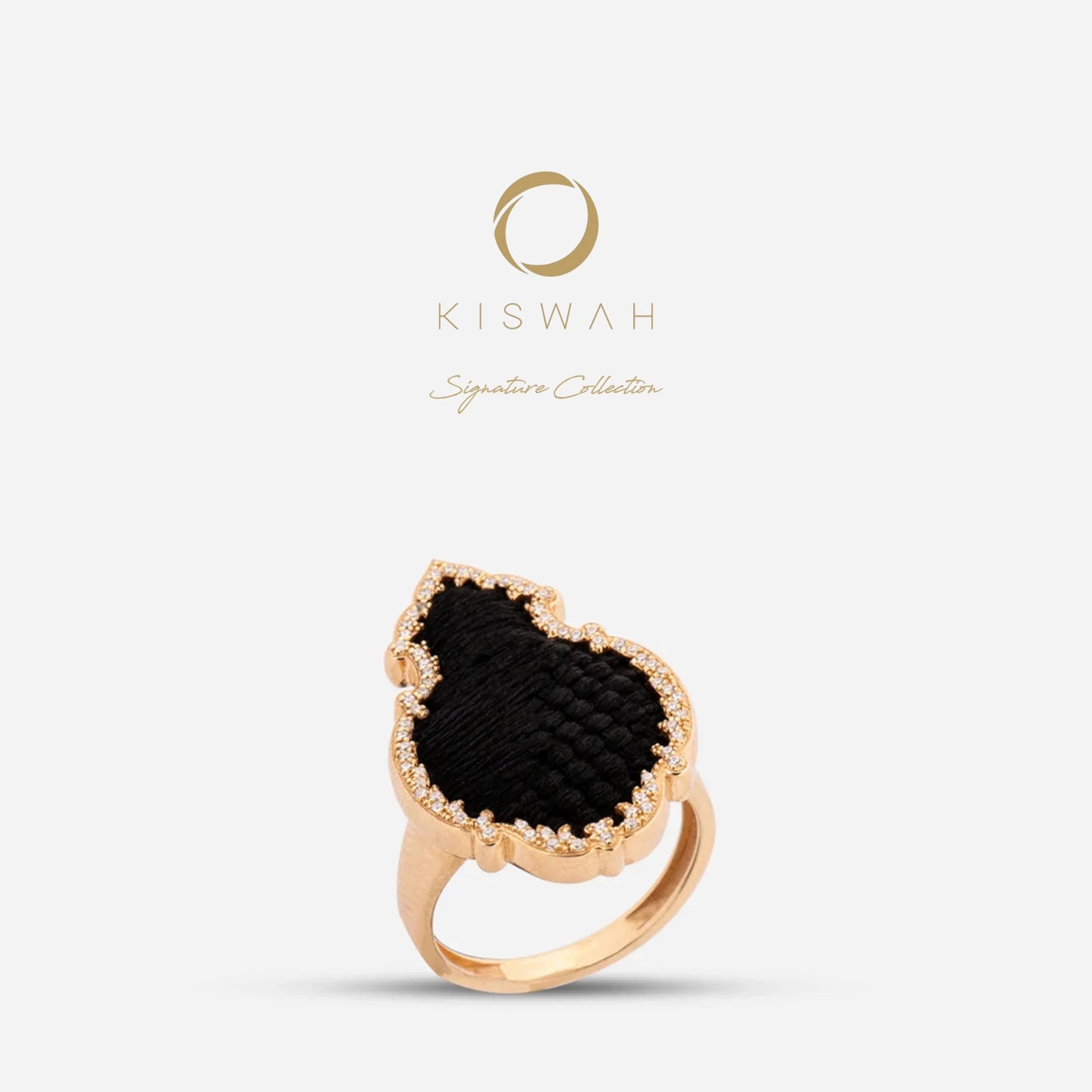 925 Sterling Silver Gold-Plated Zircon Kiswah Al-Kaabah Qandeel Ring