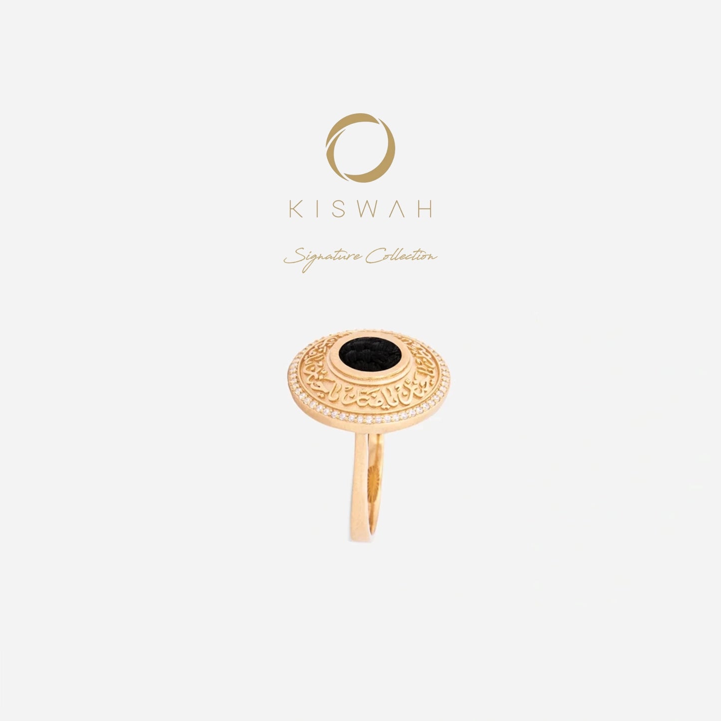 925 Sterling Silver Gold-Plated Kiswah Al-Kaabah Ya Hannan Ya Mannan Ring