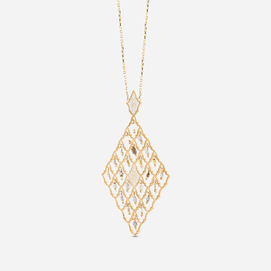18K Gold Diamond Shaped Necklace with Diamonds