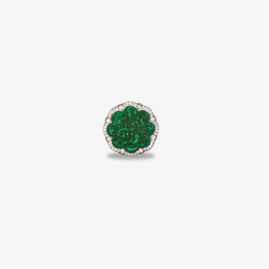 18K Gold Green Enamel Ring
