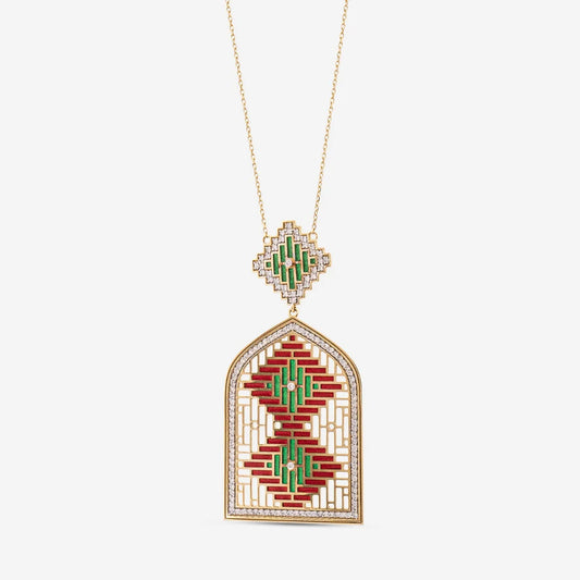 18K Gold Diamond Islamic Belt Necklace
