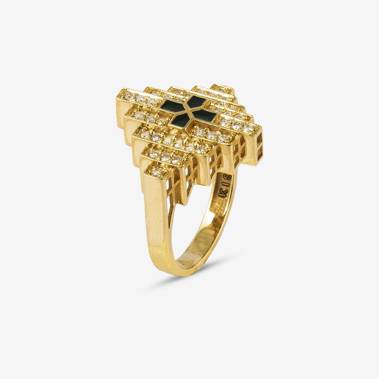 18K Gold Diamond Layered Ring