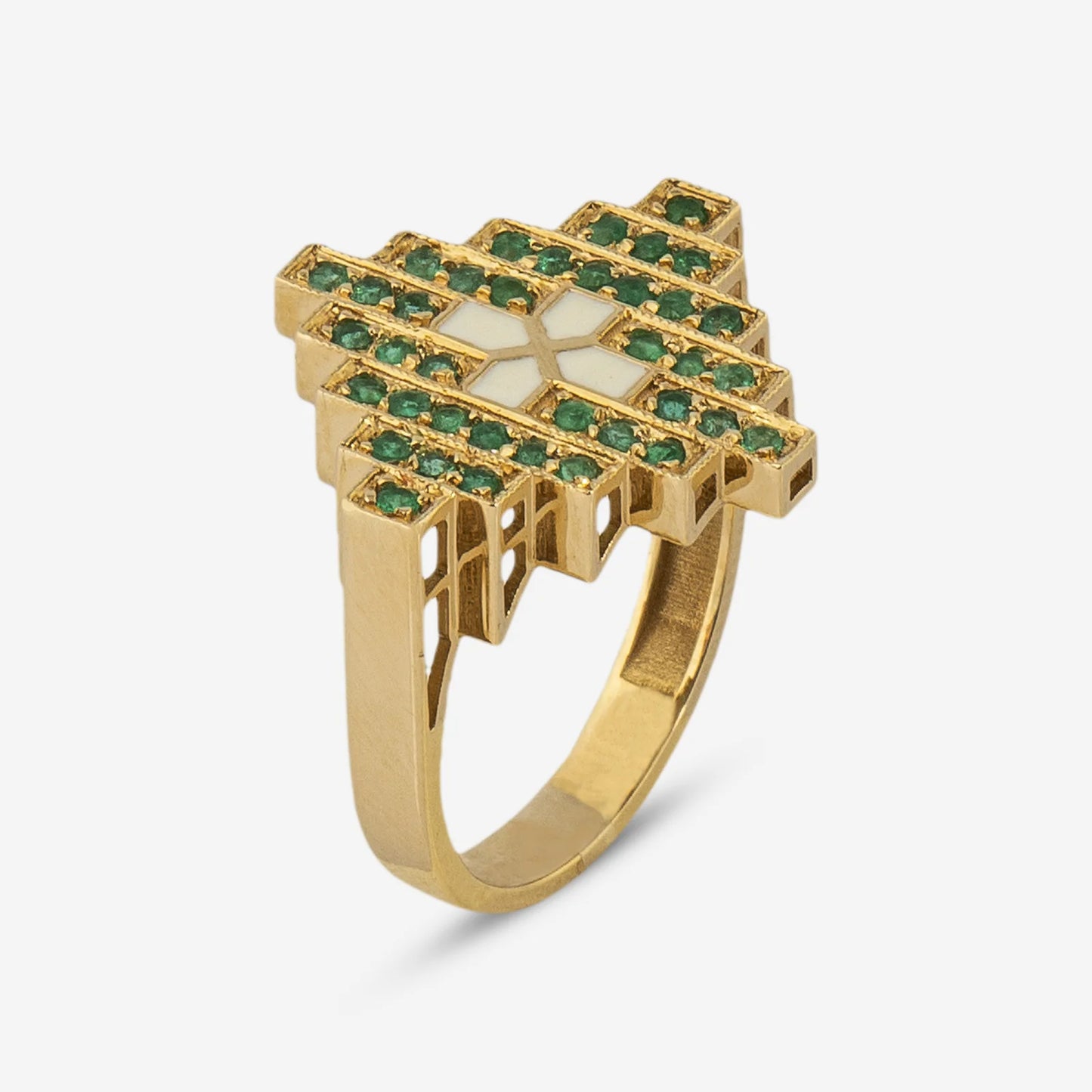 18K Gold Emerald Step Ring
