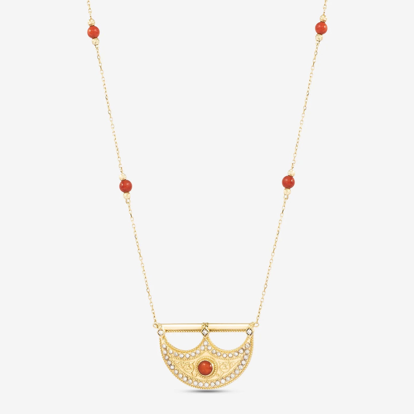 18K Gold Crescent Moon Diamond Necklace