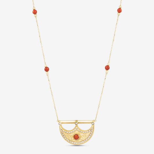 18K Gold Crescent Moon Diamond Necklace