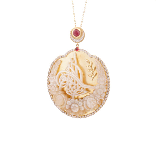 18K Gold Diamond Ruby Necklace