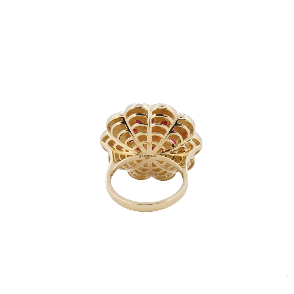 18K Gold Diamond Ruby Ring