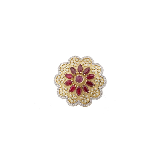 18K Gold Diamond Ruby Ring