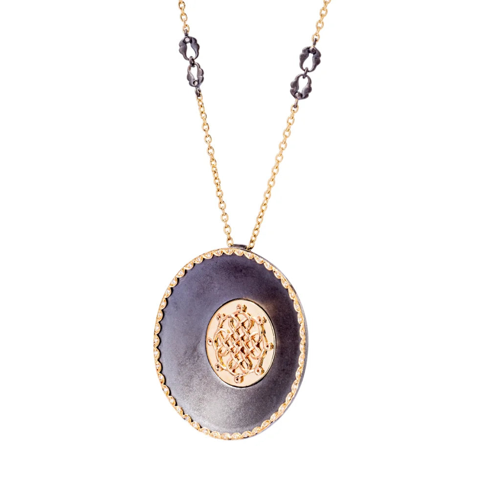 18K Gold Diamond Holy Seal Necklace