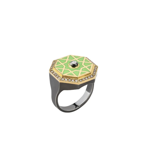 18K Gold Green Sun of Elegance Ring