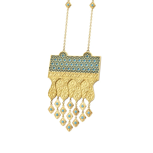 18K Gold Turquoise Waterfall Necklace