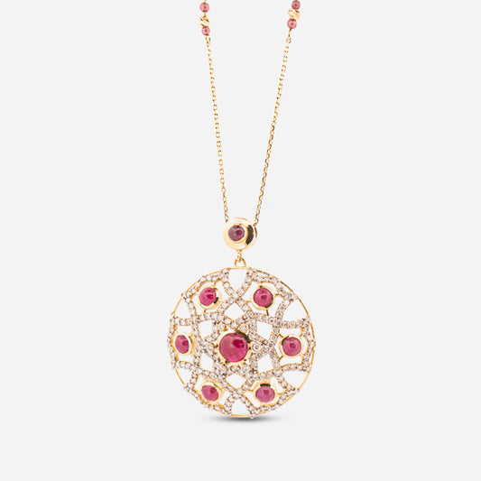 18K Gold Diamond Ruby Sultan’s Light Necklace
