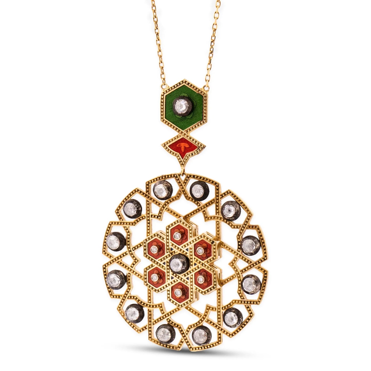 18K Gold Diamond Mihrab Necklace
