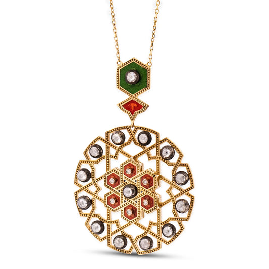 18K Gold Diamond Mihrab Necklace
