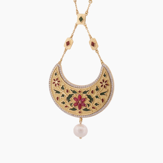 18K Gold Diamond Ruby Necklace