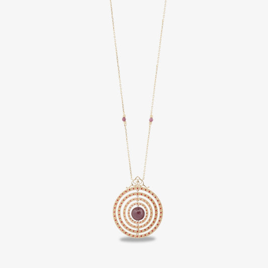 18K Gold Diamond Ahenk-i Devran Ruby Necklace