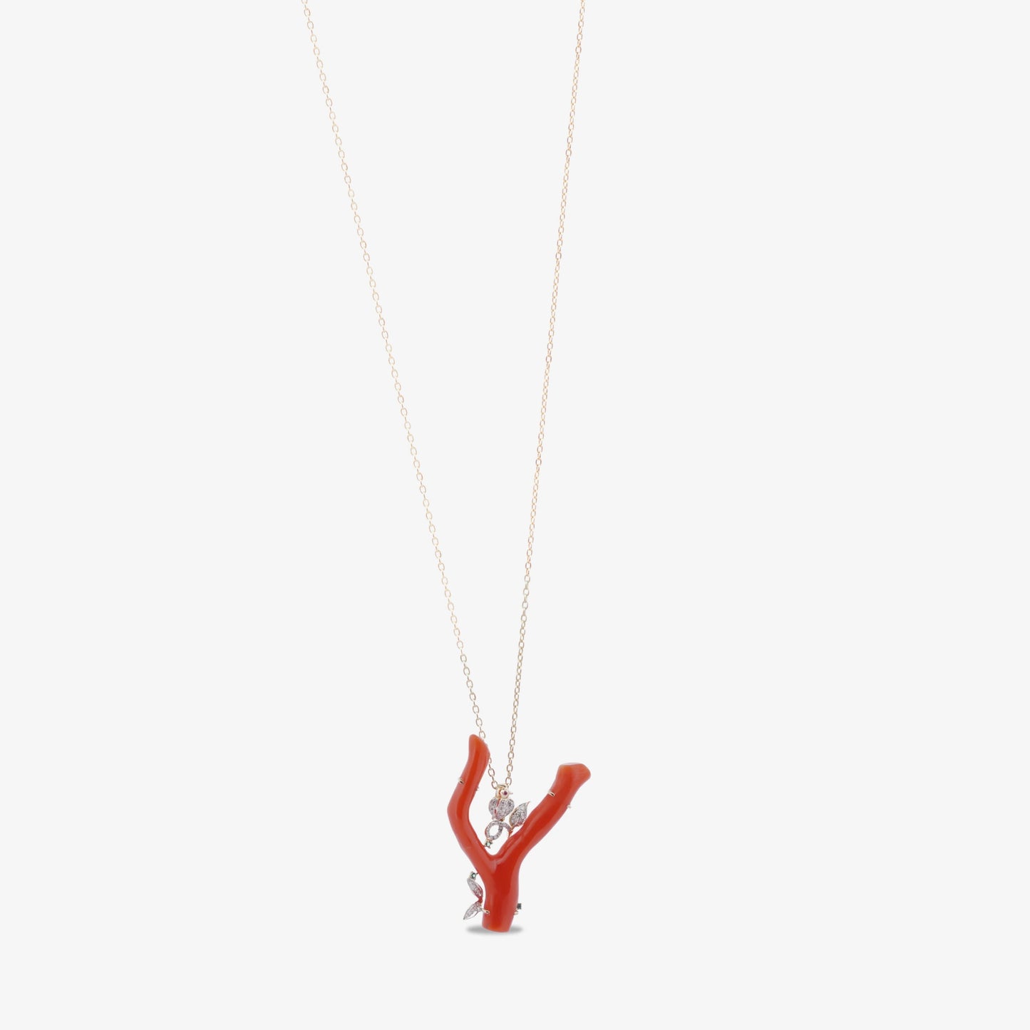18K Gold Coral Branch Necklace