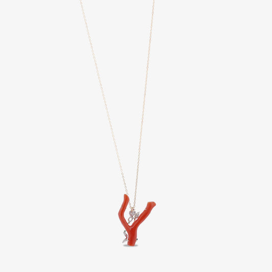 18K Gold Coral Branch Necklace