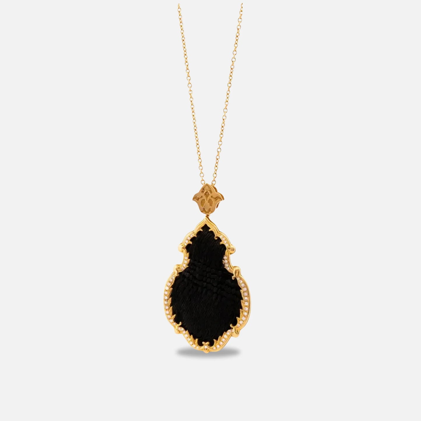 18K Gold Kiswah Al-Kaabah Stone Candle Necklace