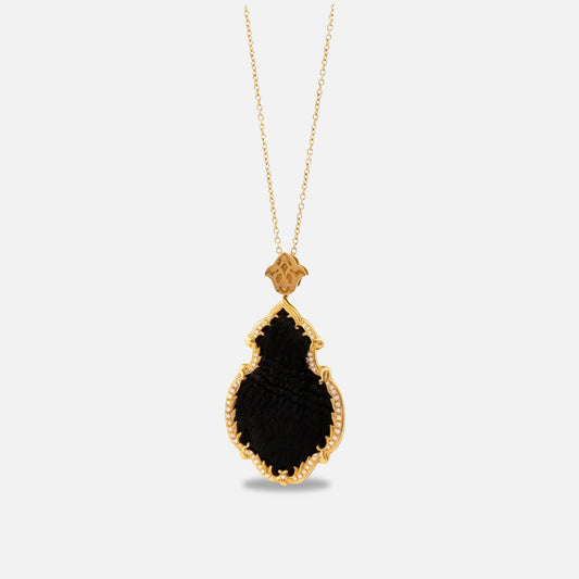 18K Gold Kiswah Al-Kaabah Stone Candle Necklace