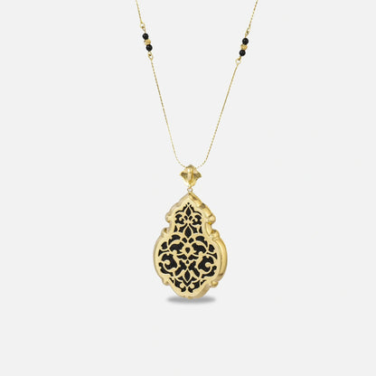 18K Gold Kiswah Al-Kaabah Side Stones Candle Necklace