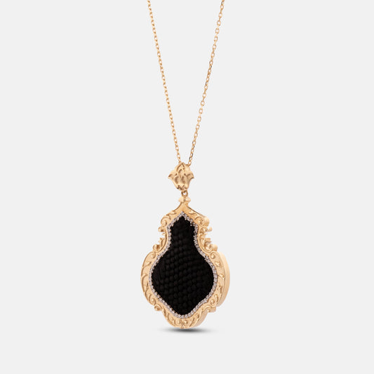 18K Gold Diamond Kiswah Al-Kaabah Qandeel Necklace
