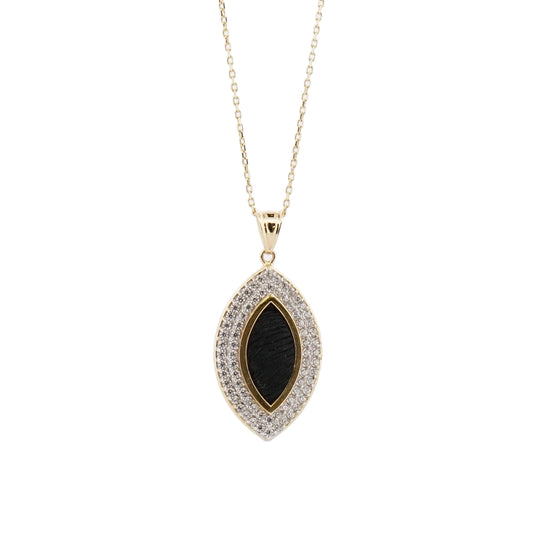 18K Gold Zircon Kiswah Al-Kaabah Marquise Necklace
