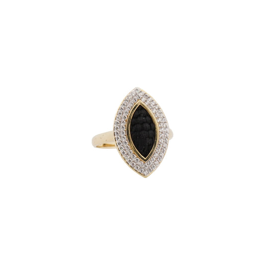 18K Gold Zircon Kiswah Al-Kaabah Marquise Ring