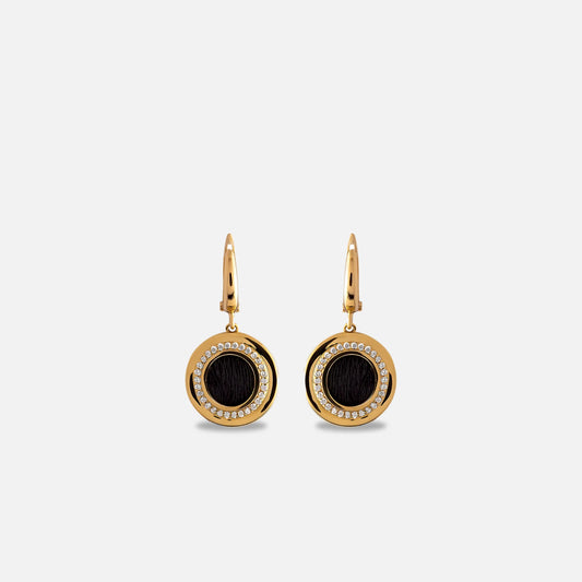 18K Gold Diamond Kiswah Al-Kaabah Round Earrings
