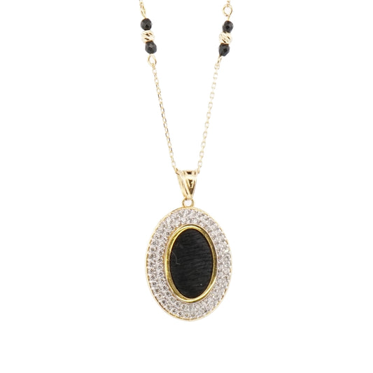 18K Gold Zircon Kiswah Al-Kaabah Oval Necklace