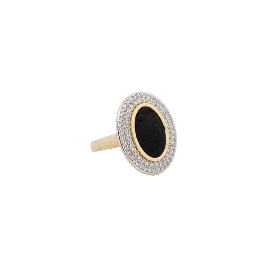 18K Gold Zircon Kiswah Al-Kaabah Oval Ring