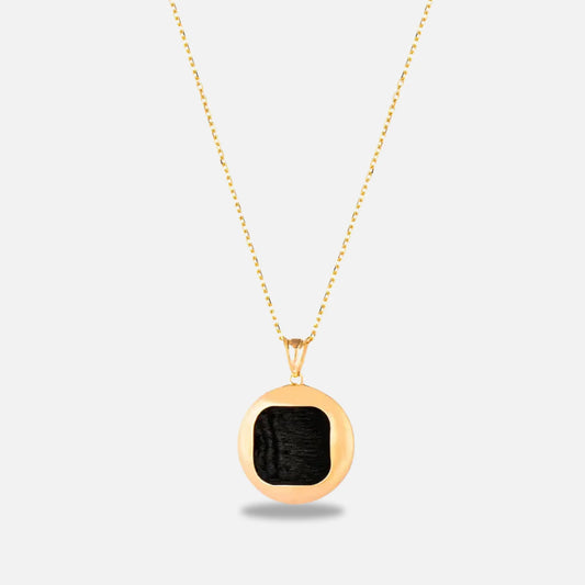 18K Gold Kiswah Al-Kaabah Rounded Square Necklace