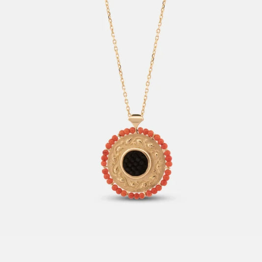 18K Gold Kiswah Al-Kaabah Coral Necklace