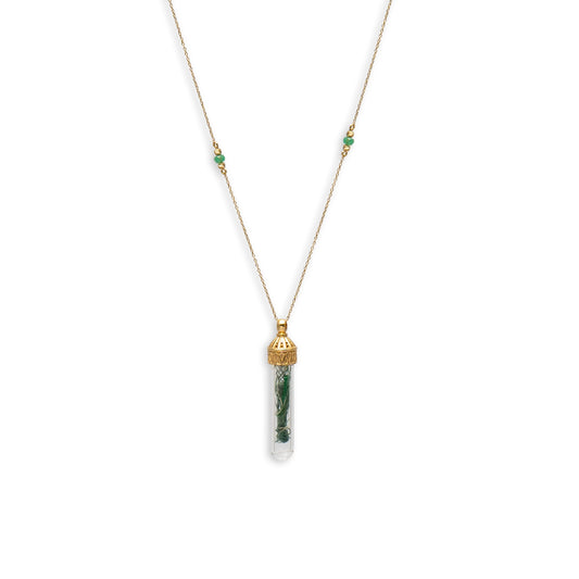 18K Gold Kiswah Al-Kaabah Glass Tube Necklace