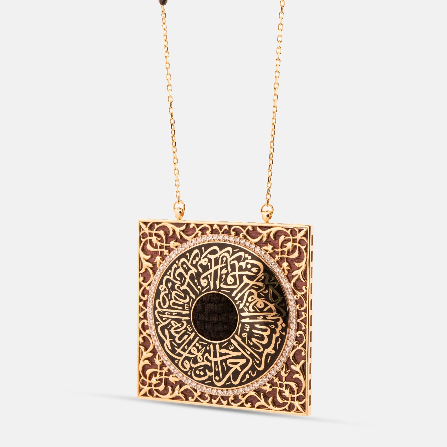 18K Gold Diamond Kiswah Al-Kaabah Square Necklace