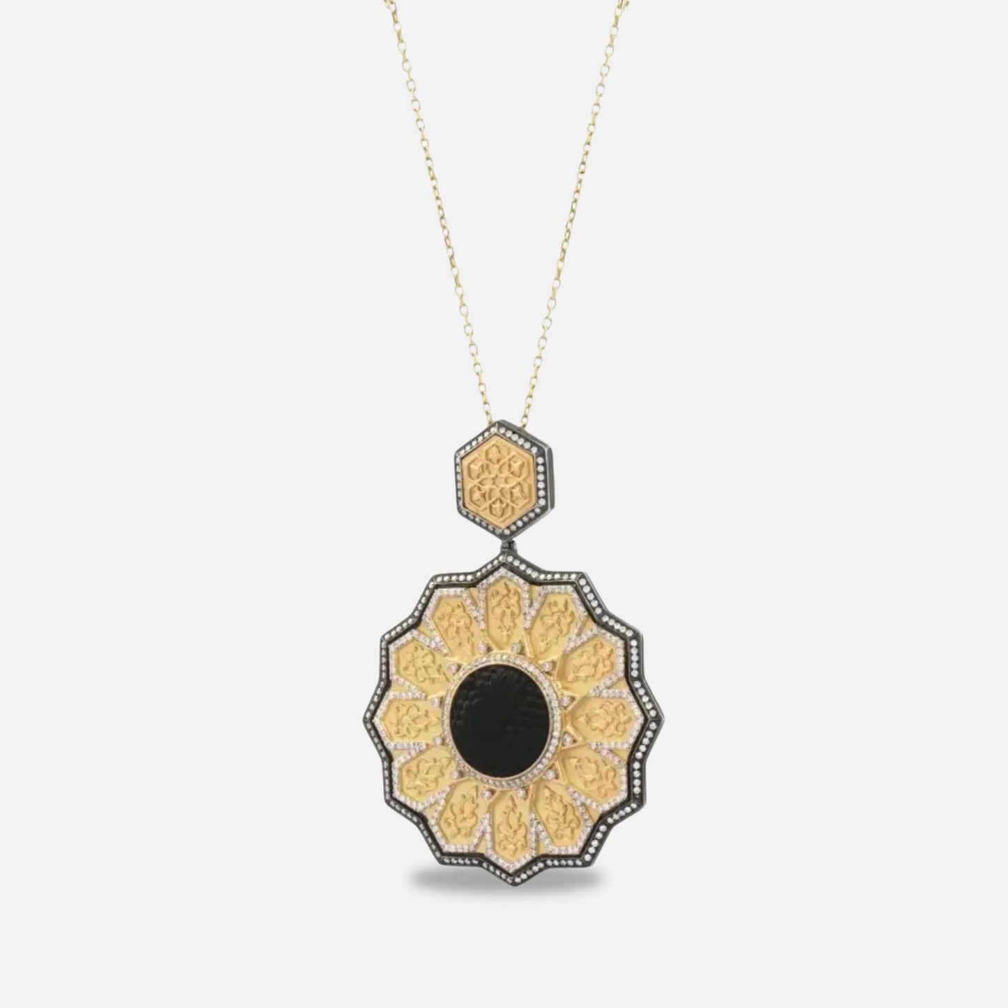 18K Gold Diamond Kiswah Al-Kaabah Seljuk Ebony Necklace