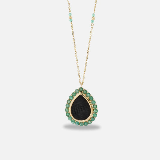 18K Gold Emerald Kiswah Al-Kaabah Drop-Shaped Necklace